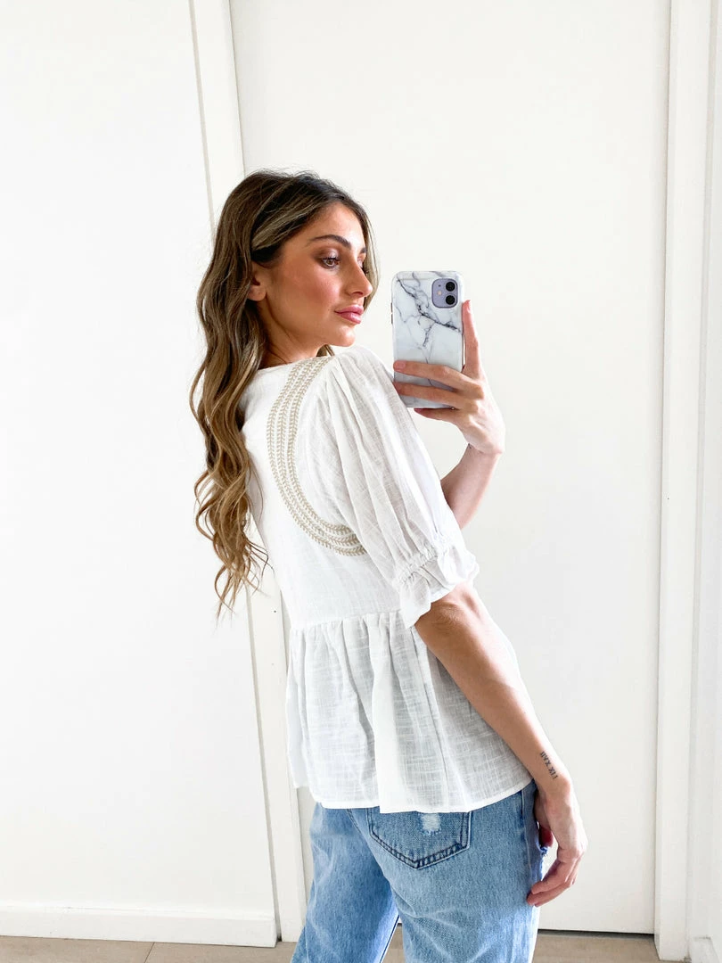 Rock Denim Cheryl Top - White Print CLOTHING 4 Rock Denim Cheryl Top - White Print CLOTHING