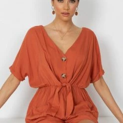 HQ Fashion Clava Playsuit - Rust CLOTHING