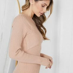 Rock Denim Colette Knit Top - Beige CLOTHING