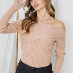 Rock Denim Colette Knit Top - Beige CLOTHING