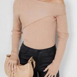 Rock Denim Colette Knit Top - Beige CLOTHING