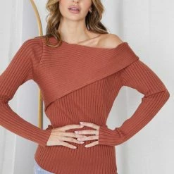 Rock Denim Colette Knit Top - Rust CLOTHING