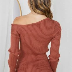 Rock Denim Colette Knit Top - Rust CLOTHING