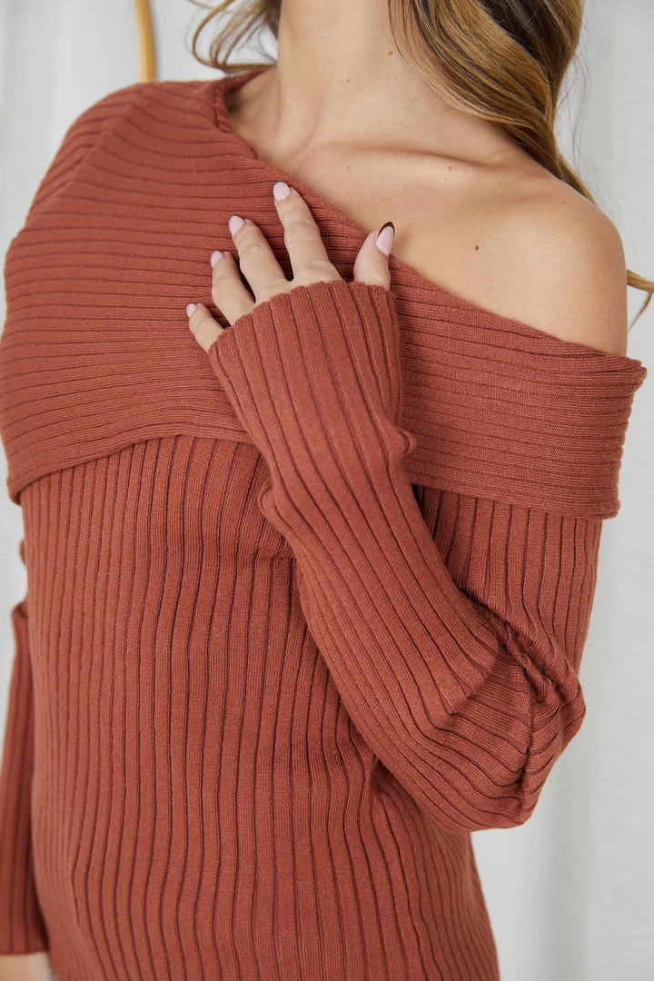 Rock Denim Colette Knit Top - Rust CLOTHING 9 Rock Denim Colette Knit Top - Rust CLOTHING