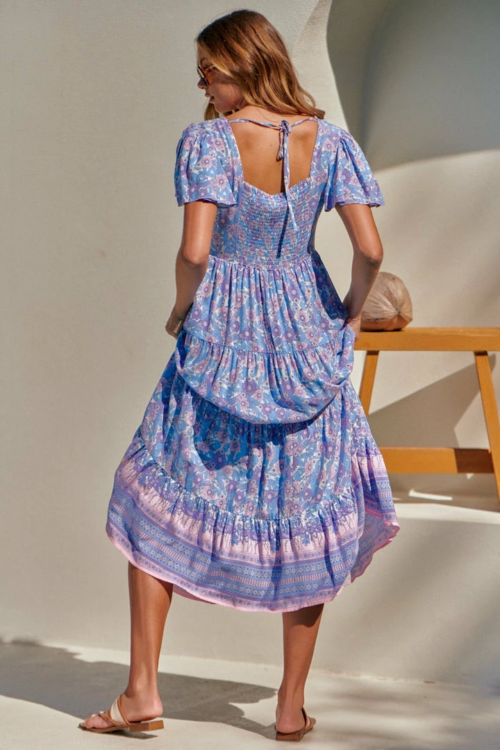 Jaase CLOTHING Cranberry Maxi Dress - Blue Flamingo Print 4 Jaase CLOTHING Cranberry Maxi Dress - Blue Flamingo Print