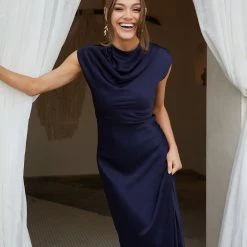 Esther Luxe Cyllene Dress - Navy CLOTHING