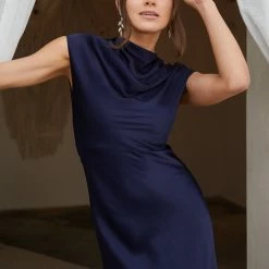 Esther Luxe Cyllene Dress - Navy CLOTHING
