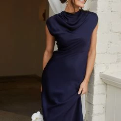 Esther Luxe Cyllene Dress - Navy CLOTHING