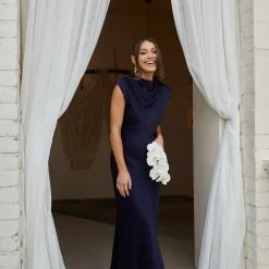 Esther Luxe Cyllene Dress - Navy CLOTHING