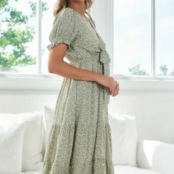Style Box Laurissa Dress - Sage Print CLOTHING
