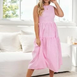 Qtrend Fashion PTY LTD Winslove Dress - Pink Stripe CLOTHING