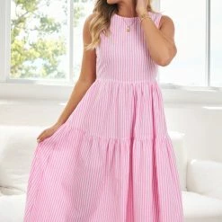 Qtrend Fashion PTY LTD Winslove Dress - Pink Stripe CLOTHING