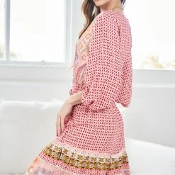 Miracle Fashion CLOTHING Florette Dress - Pink Print 10 Miracle Fashion CLOTHING Florette Dress - Pink Print