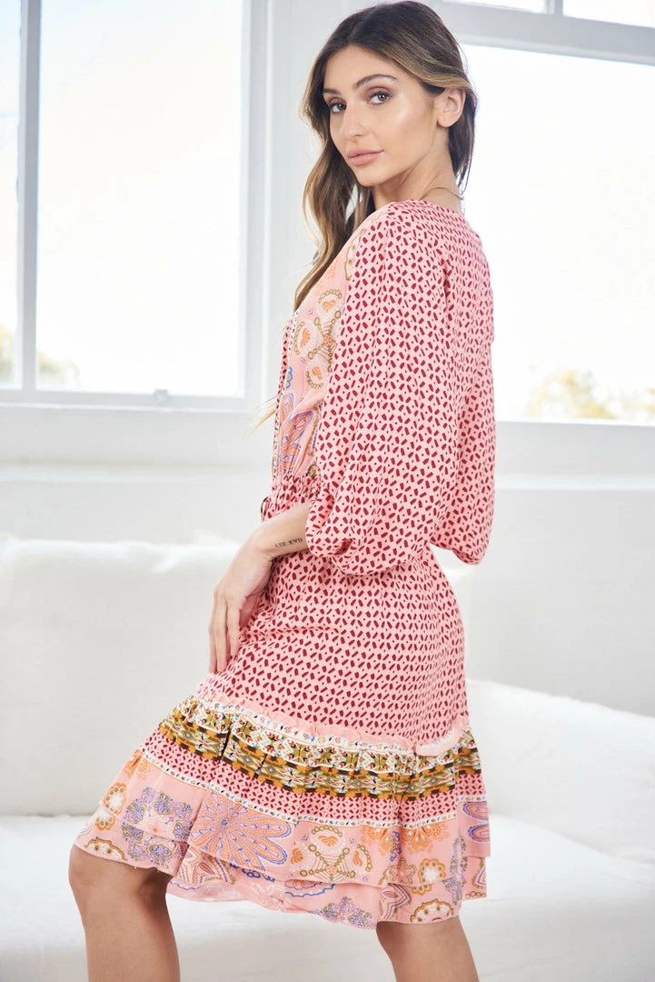 Miracle Fashion CLOTHING Florette Dress - Pink Print 5 Miracle Fashion CLOTHING Florette Dress - Pink Print