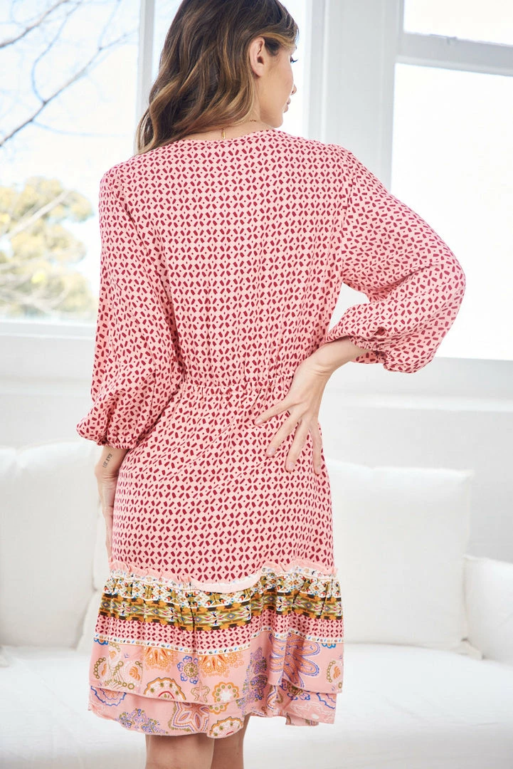 Miracle Fashion CLOTHING Florette Dress - Pink Print 4 Miracle Fashion CLOTHING Florette Dress - Pink Print