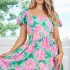 Desire Marylou Dress - Green Floral CLOTHING