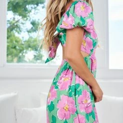Desire Marylou Dress - Green Floral CLOTHING
