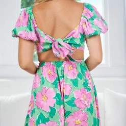 Desire Marylou Dress - Green Floral CLOTHING