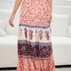 WeLove Fashion CLOTHING Riley Skirt - Coral Print