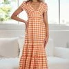 Sweetacacia CLOTHING Lareyna Dress - Orange Gingham