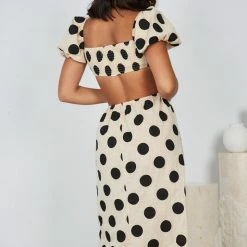 Reverse Evangeline Dress - Beige Spot CLOTHING