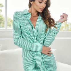 Qtrend Fashion PTY LTD CLOTHING Aiyana Dress - Light Green Stripe