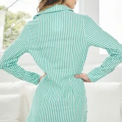 Qtrend Fashion PTY LTD CLOTHING Aiyana Dress - Light Green Stripe