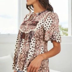 WeLove Fashion Glenna Top - Chocolate Print CLOTHING 11 WeLove Fashion Glenna Top - Chocolate Print CLOTHING