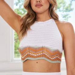 Pink Diamond CLOTHING Lallie Top - White Print