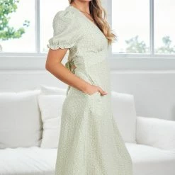 Desire Laurinda Dress - Green Print CLOTHING