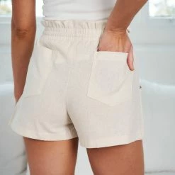 Sassy Hills Fashion Lacy Shorts - Beige CLOTHING