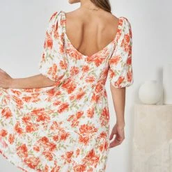 Pink Diamond Flurry Dress - White Print