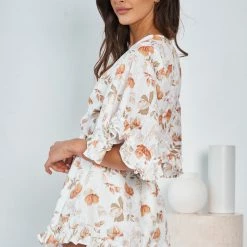 Evermore Fashion Gweneth Playsuit - White Print CLOTHING