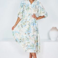 Pink Diamond Katey Dress - White Print CLOTHING 11 Pink Diamond Katey Dress - White Print CLOTHING