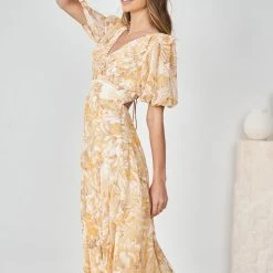 Evermore Fashion Gwenda Dress - Yellow Print CLOTHING