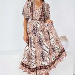 WeLove Fashion CLOTHING Gretchen Dress - Chocolate Print