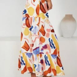 Style Box Korrine Skirt - White Print CLOTHING