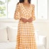 Wild Ginger Jaida Dress - Orange Gingham CLOTHING