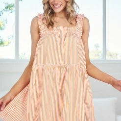 Reverse Leatrice Dress - Orange Stripe CLOTHING