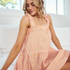 Reverse Leatrice Dress - Orange Stripe CLOTHING