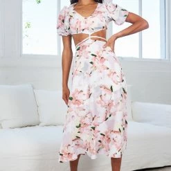 Evermore Fashion CLOTHING Evonne Dress - White Floral