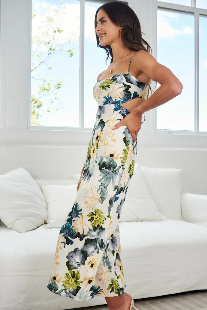 Evermore Fashion Janene Dress - White Floral CLOTHING 5 Evermore Fashion Janene Dress - White Floral CLOTHING