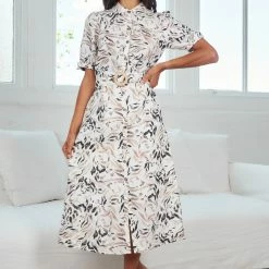 GDS Aranaz Dress - White Print CLOTHING 10 GDS Aranaz Dress - White Print CLOTHING