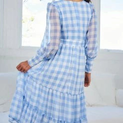 Wild Ginger Jaida Dress - Blue Gingham CLOTHING