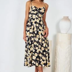 Evermore Fashion Kiarra Dress - Black Floral