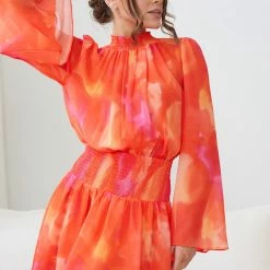 Wild Ginger Daenerys Dress - Orange Print CLOTHING