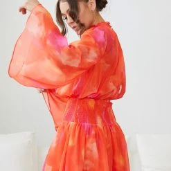 Wild Ginger Daenerys Dress - Orange Print CLOTHING