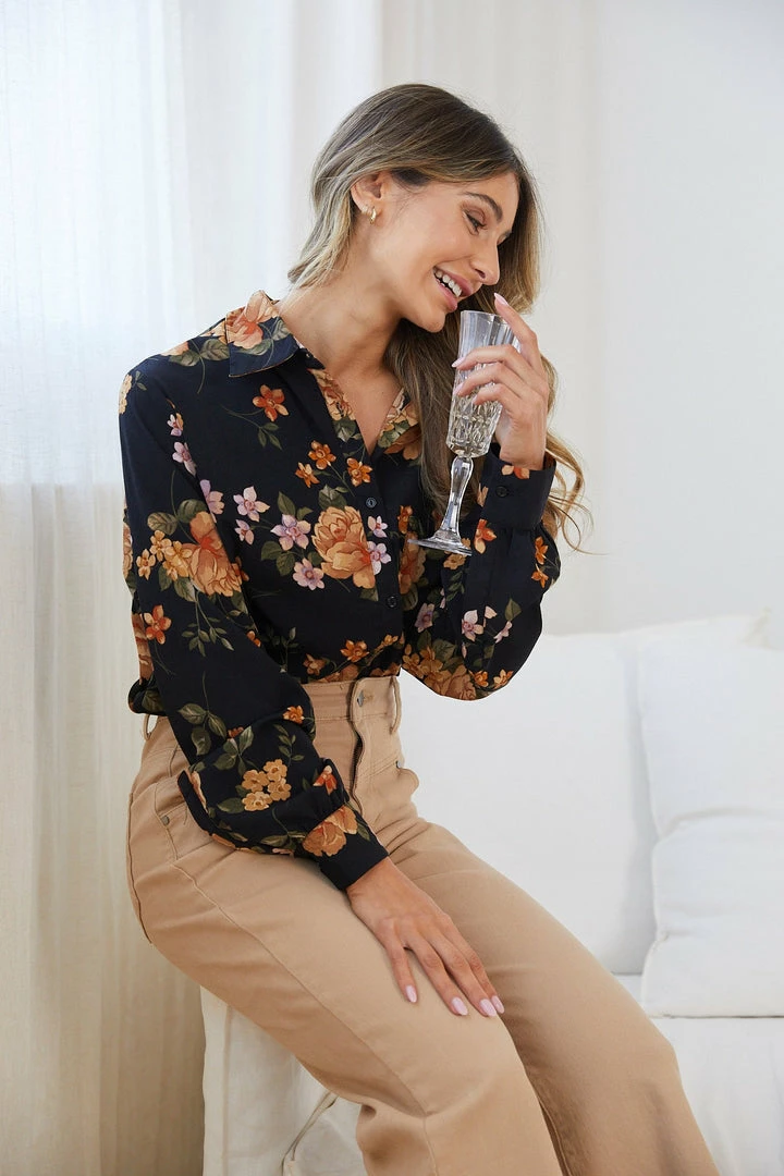 Ebby And I Daliya Shirt - Black Floral CLOTHING 8 Ebby And I Daliya Shirt - Black Floral CLOTHING