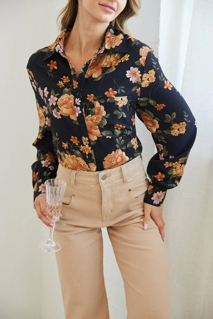 Ebby And I Daliya Shirt - Black Floral CLOTHING 3 Ebby And I Daliya Shirt - Black Floral CLOTHING