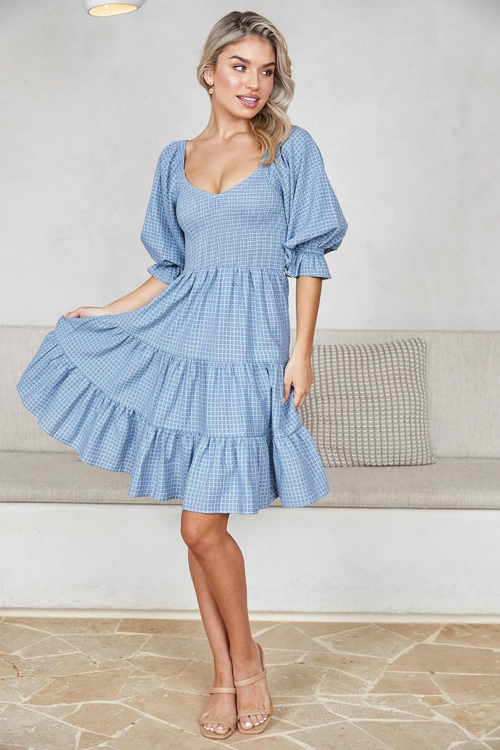 WeLove Fashion Darleen Dress - Blue Print 8 WeLove Fashion Darleen Dress - Blue Print
